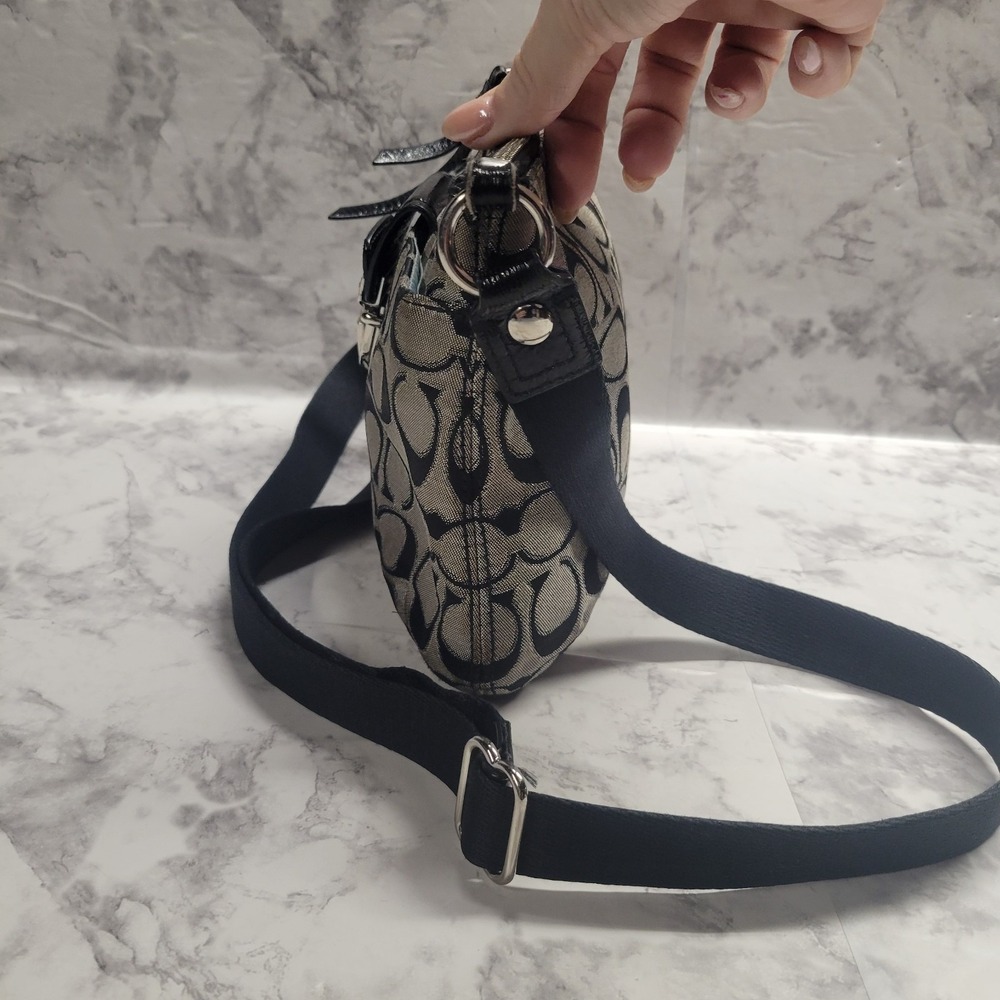 Coach Crossbody Monogram Black Gray Poppy Signature Purse - Picture 3 of 10